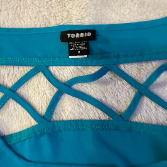 Torrid size 0x bluish green dress blouse - Picture 3 of 8